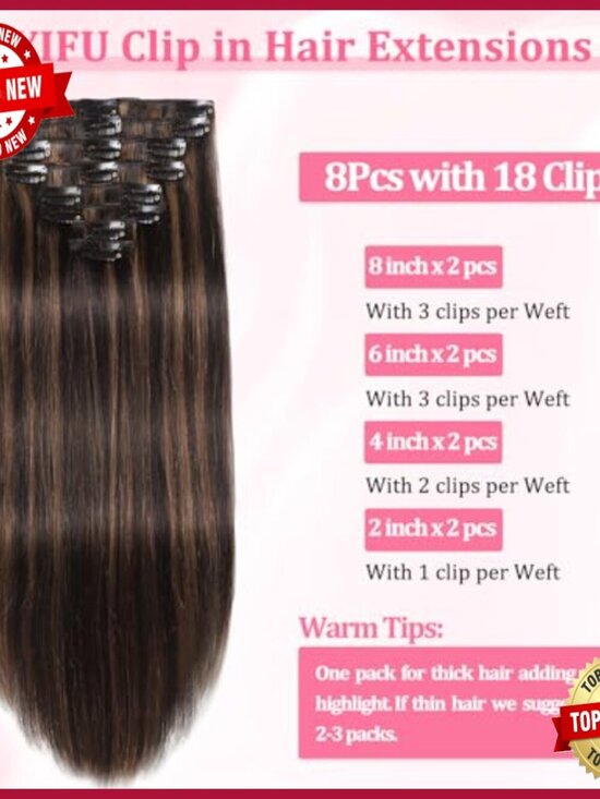 18 Inch Real Human Hair Clip In Extensions 8 Piece Set 100g main image 4